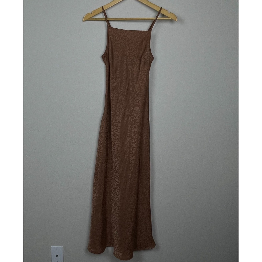 Jessica Simpson XS Brown Animal Print Slip Dress Festival Casual Y2K